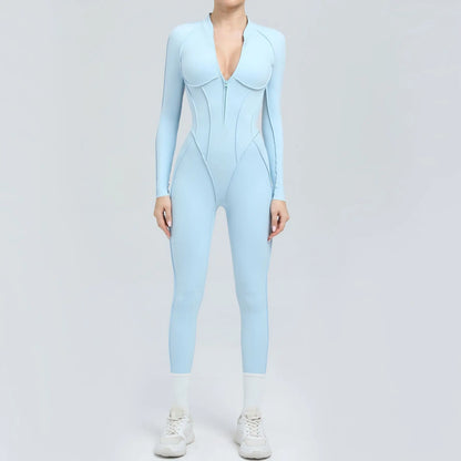 Bellanica - Seamless Zipper Yoga Gym Jumpsuit