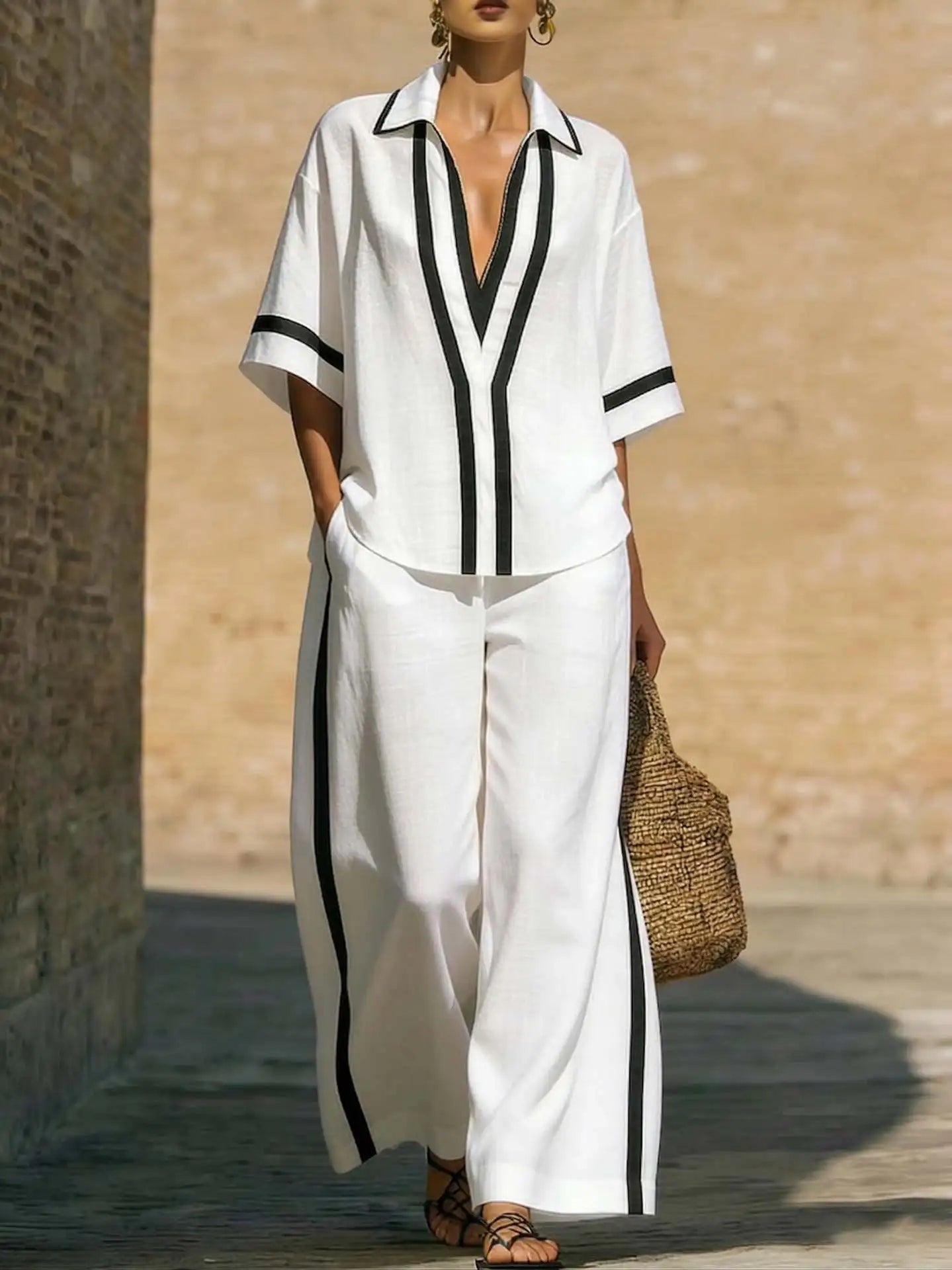 Women's summer loose wide-leg casual suit