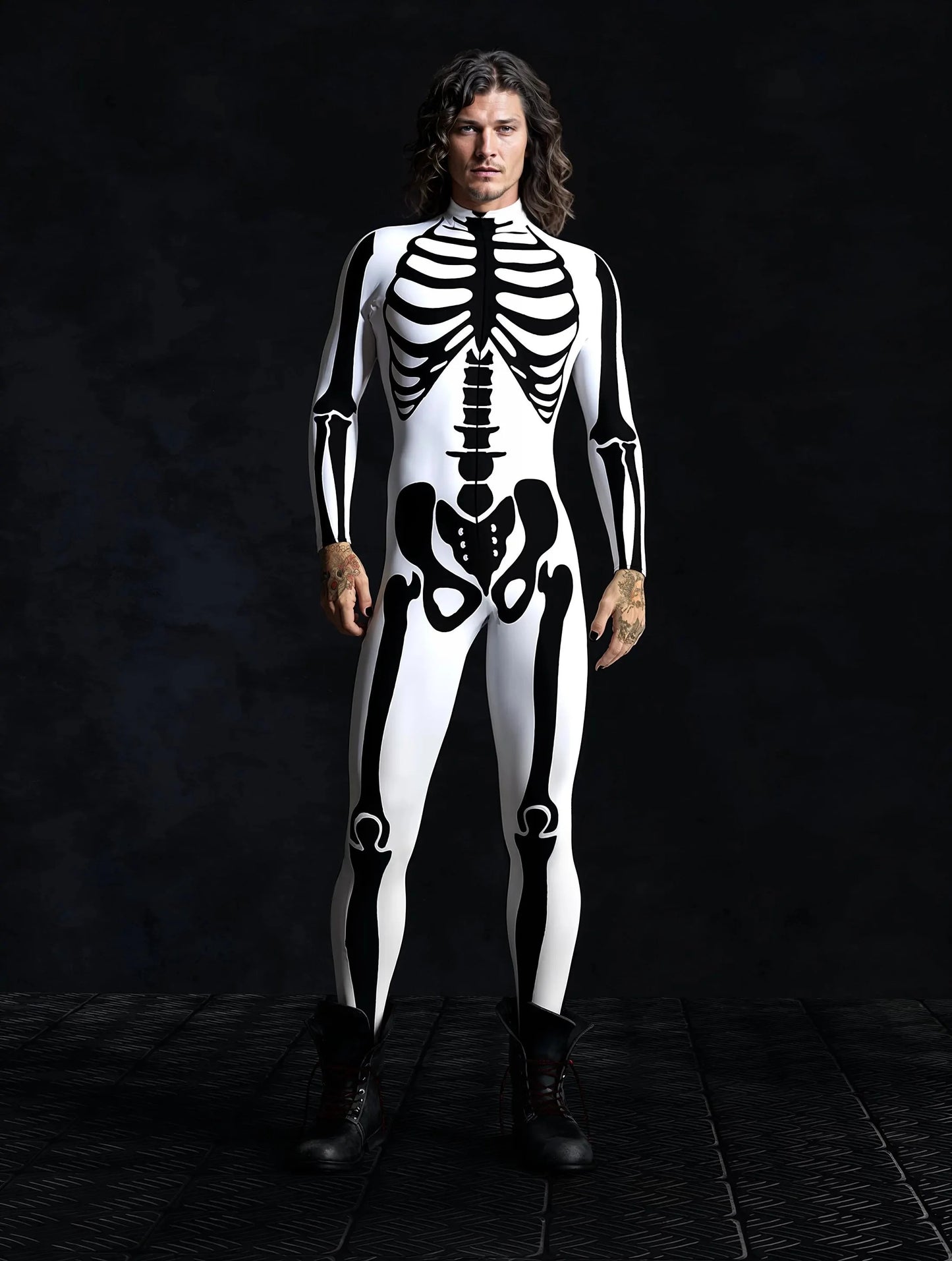 Bellanica - Men’s Skeleton Steampunk Halloween Bodysuit