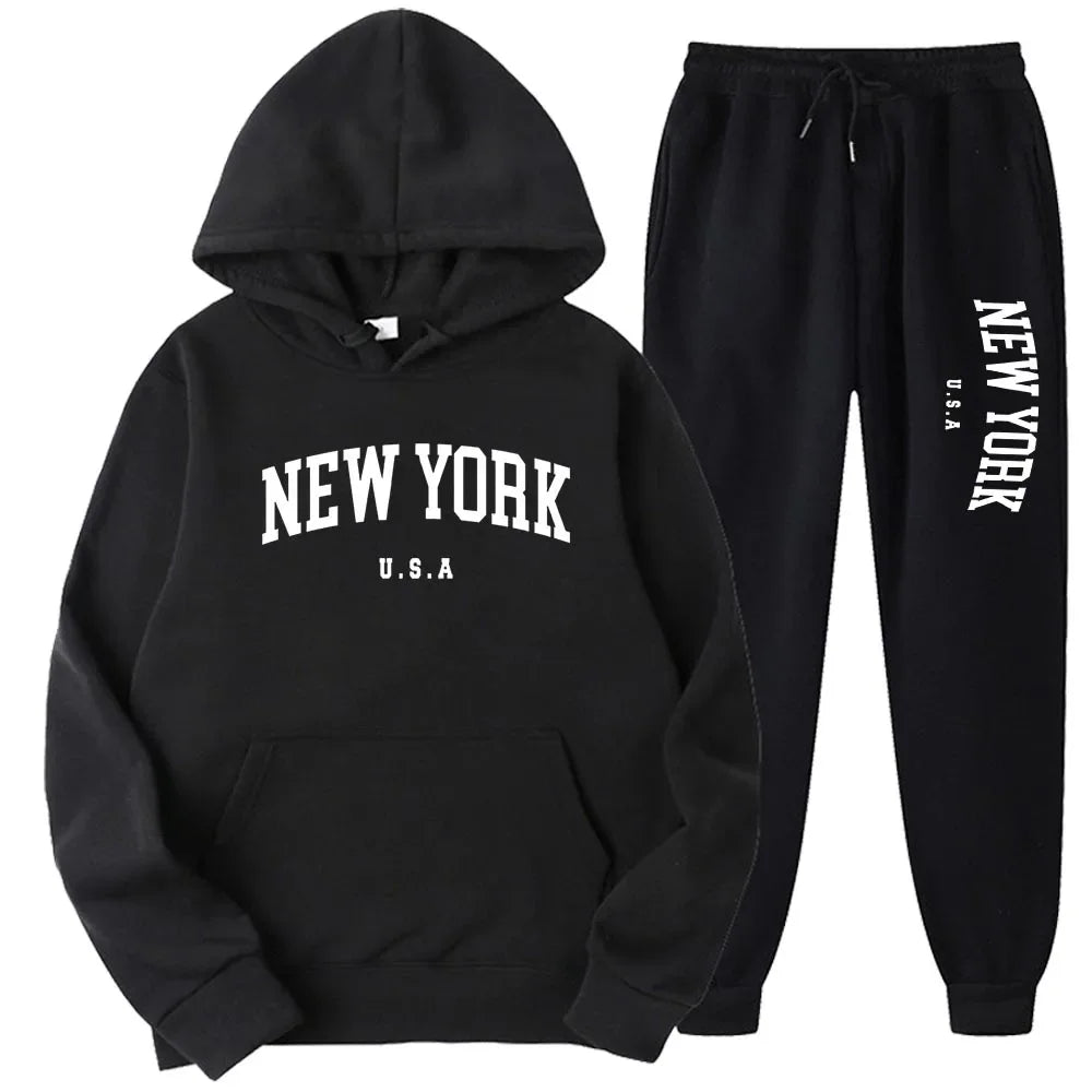 Bellanica - New York Print Casual Hoodie Set