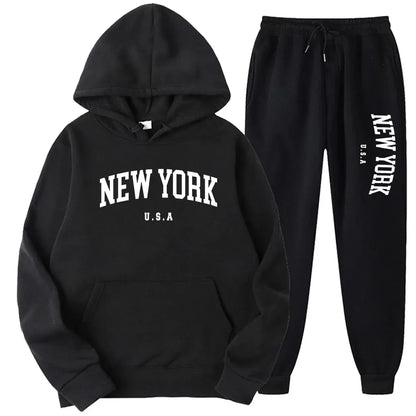 Bellanica - New York Print Casual Hoodie Set