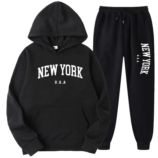 Bellanica - New York Print Casual Hoodie Set