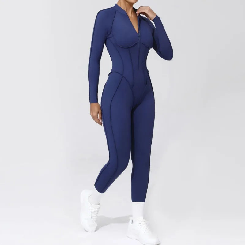 Bellanica - Seamless Zipper Yoga Gym Jumpsuit