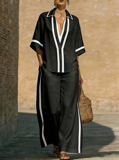 Women's summer loose wide-leg casual suit
