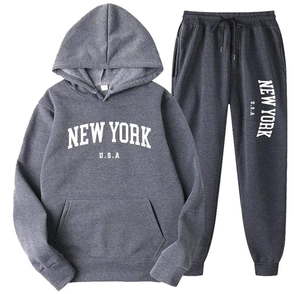 Bellanica - New York Print Casual Hoodie Set