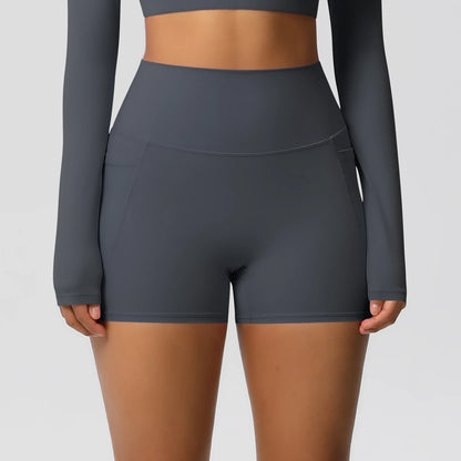 Bellanica - High-waist pocketed squat-proof shorts