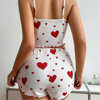 Women's Heart Print Pajama Set