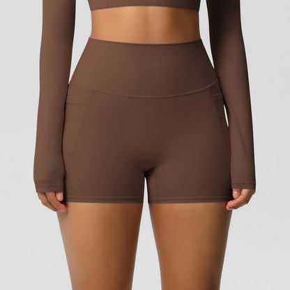 Bellanica - High-waist pocketed squat-proof shorts