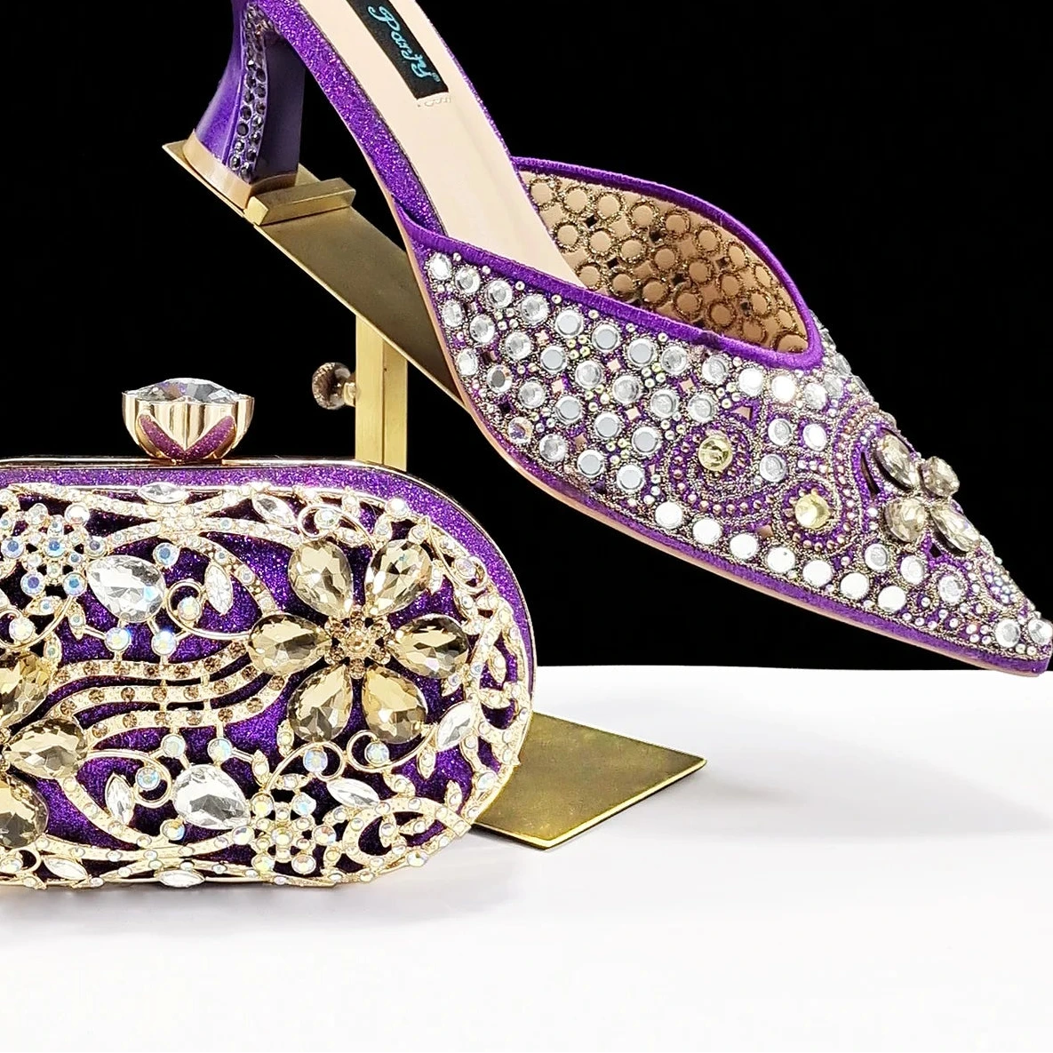 Bellanica - Talons élégants avec sac en diamant assorti