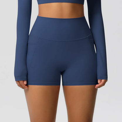 Bellanica - High-waist pocketed squat-proof shorts