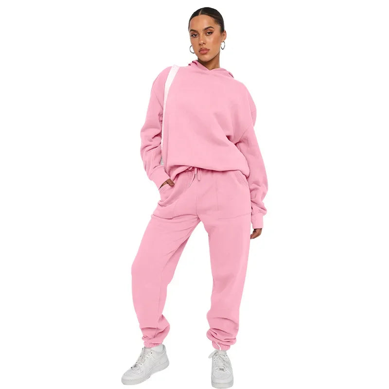 Bellanica - Women's Solid Hooded Sweatshirt Set