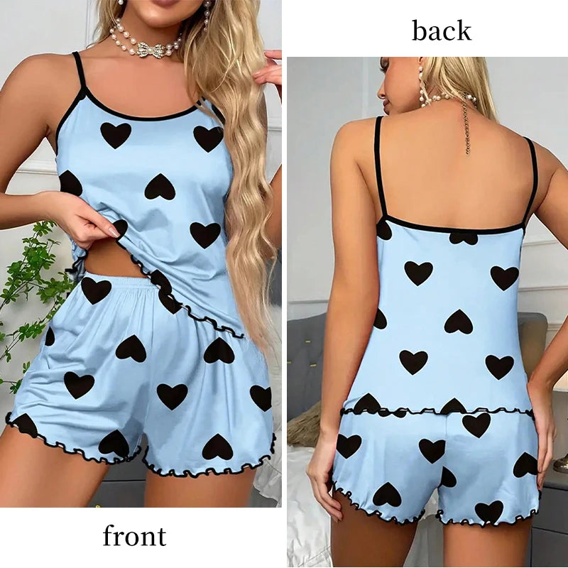 Women's Heart Print Pajama Set