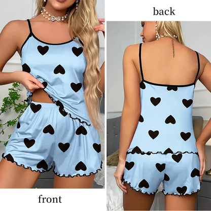 Women's Heart Print Pajama Set