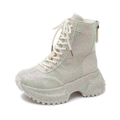 Bellanica - Women’s casual rhinestone height-increasing boots