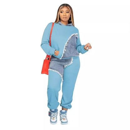 Bellanica - Women’s Dashiki Denim Top & Pants Set