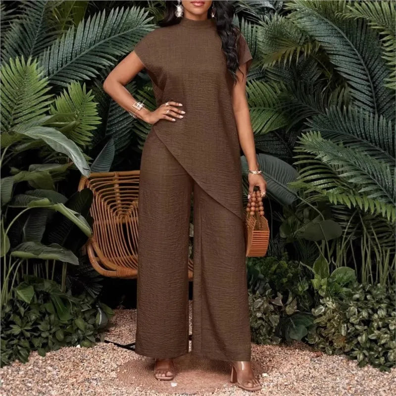 Women's Sleeveless Top and Wide-Leg Pants Set