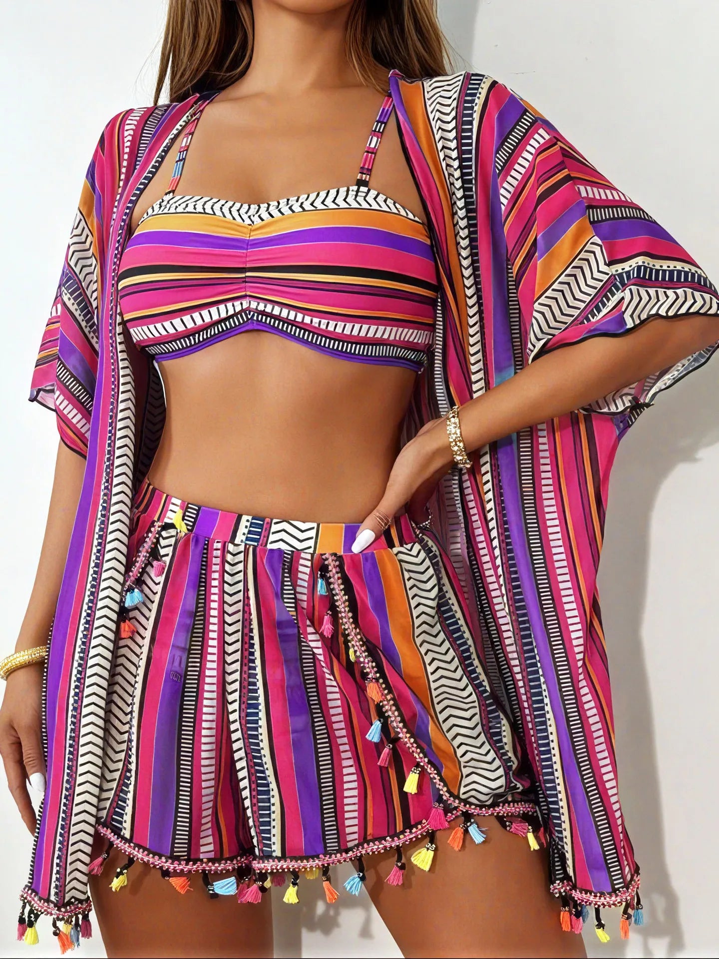 Tassel Bikini Set with Cover-Up