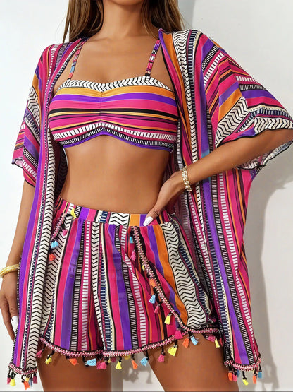 Tassel Bikini Set with Cover-Up
