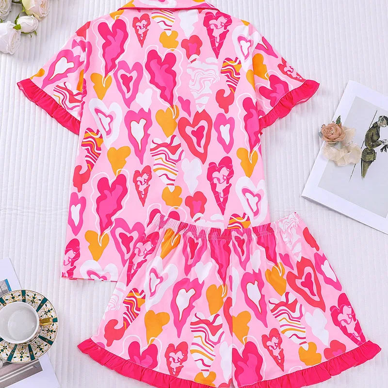 Casual Printed Women's Pajama Short Set