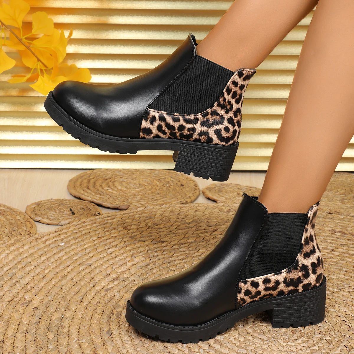 Bellanica - Leopard thick-bottom Chelsea boots