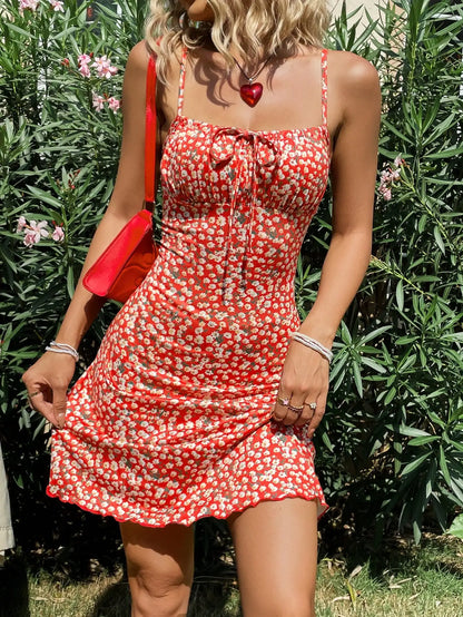 Bellanica - Stylish Red Floral Summer Dress