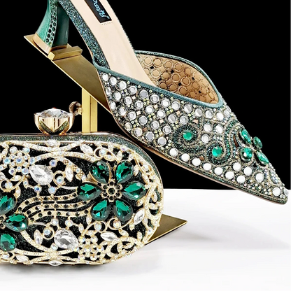 Bellanica - Talons élégants avec sac en diamant assorti