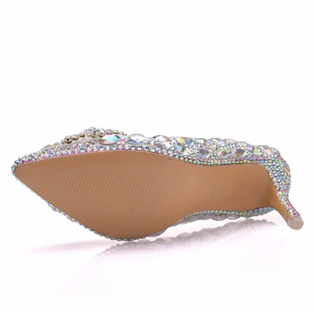 Bellanica - Escarpins à talon carré transparent et nœud en cristal