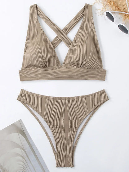 Bellanica - Crinkled High-Cut Bikini Set