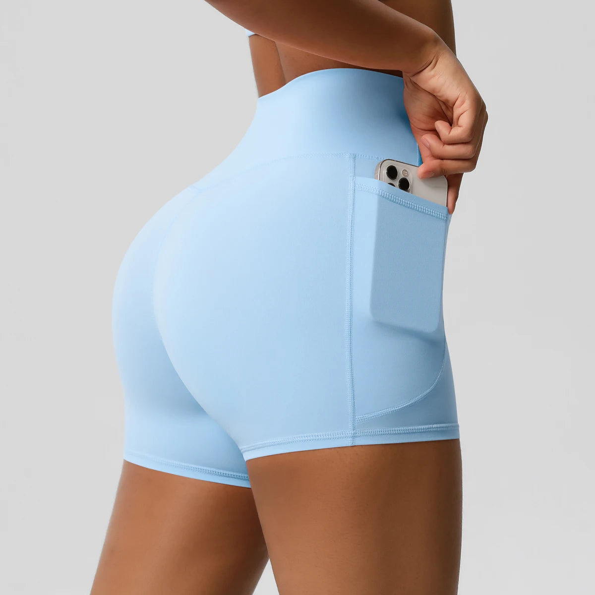 Bellanica - High-waist pocketed squat-proof shorts
