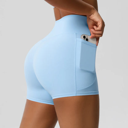 Bellanica - High-waist pocketed squat-proof shorts