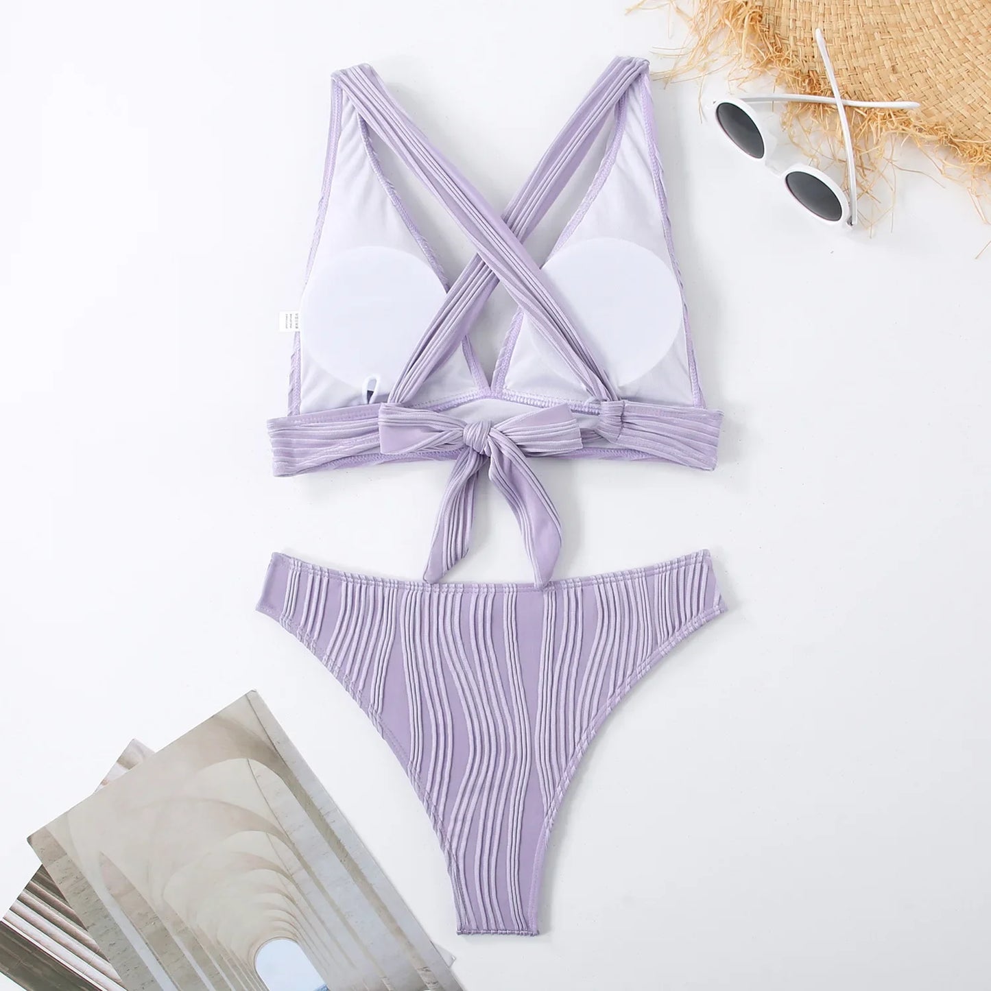 Bellanica - Crinkled High-Cut Bikini Set