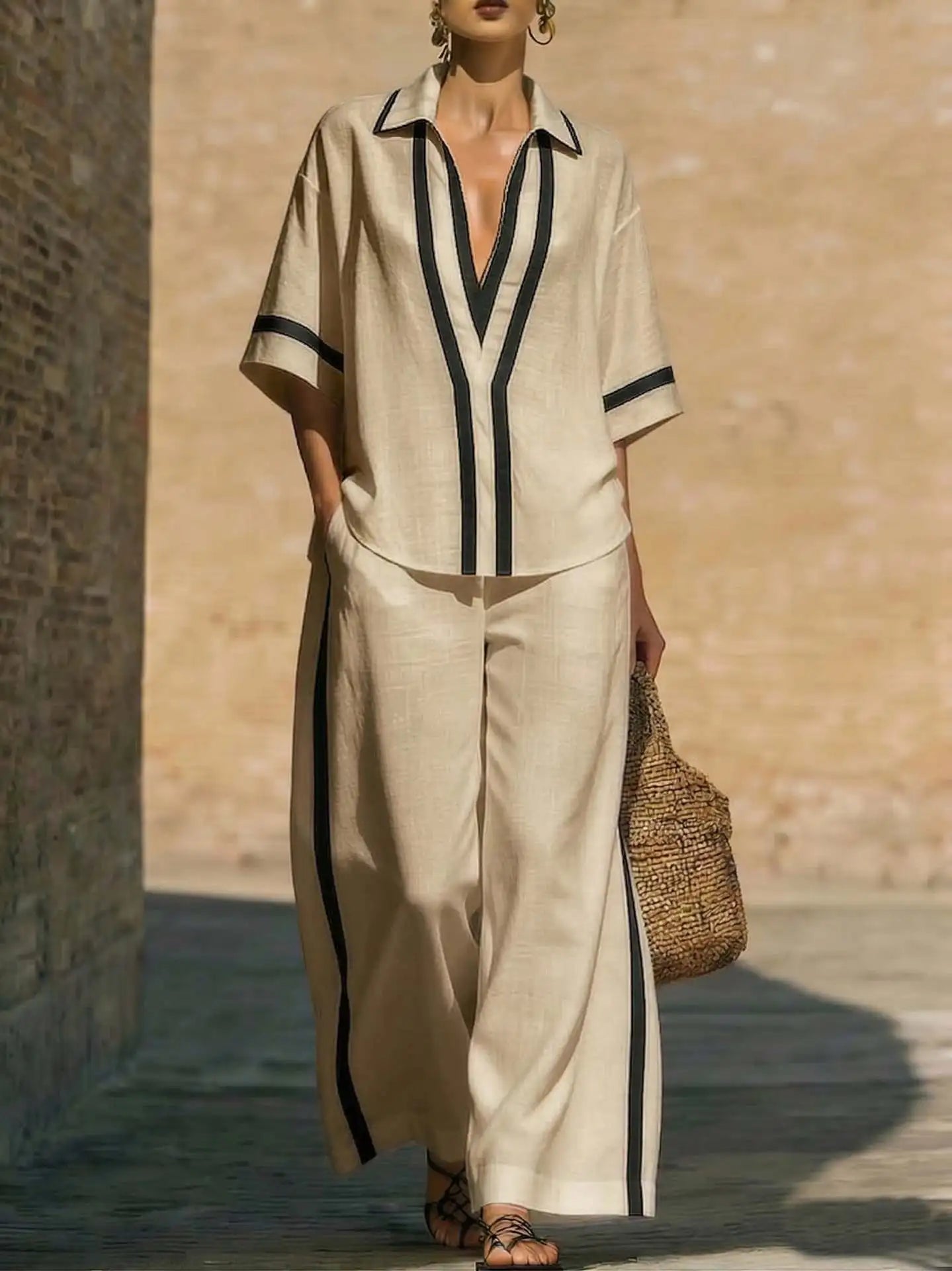 Women's summer loose wide-leg casual suit