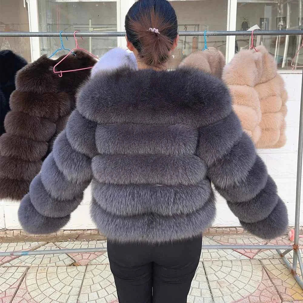 Faux Fox Fur Coat – White