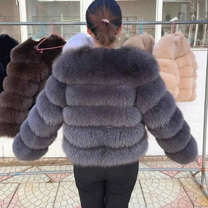 Faux Fox Fur Coat – White