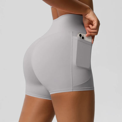 Bellanica - High-waist pocketed squat-proof shorts