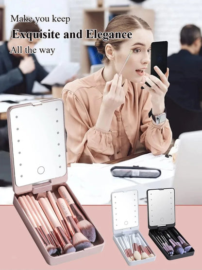 Bellanica - Lighted Makeup Mirror Brush Organizer