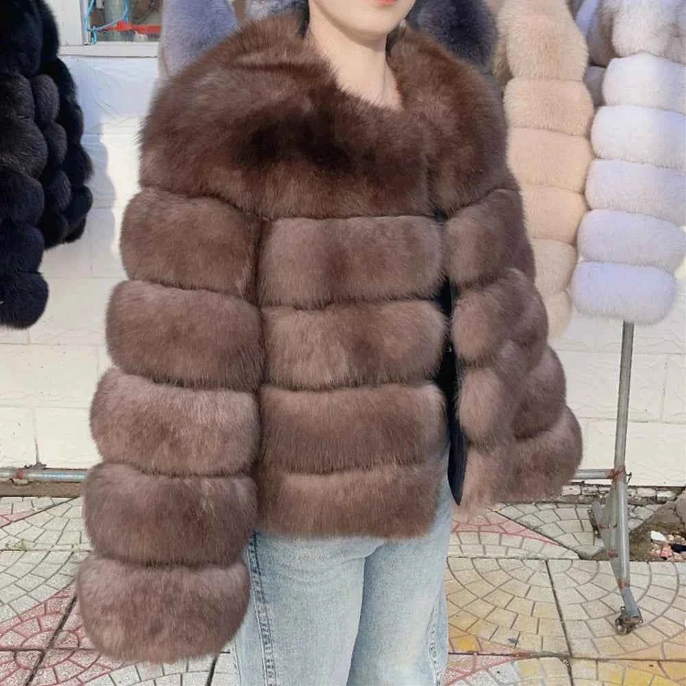 Faux Fox Fur Coat – White