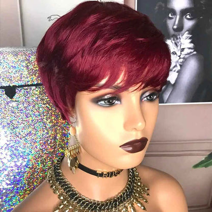 Short Black Pixie Cut Synthetic Wig for Women