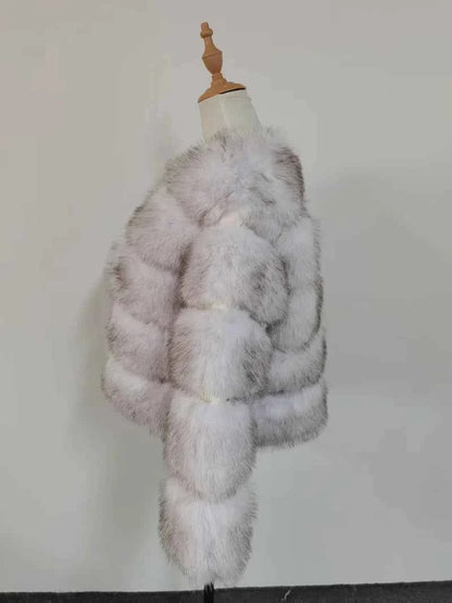 Faux Fox Fur Coat – White