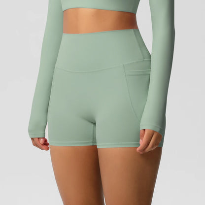Bellanica - High-waist pocketed squat-proof shorts