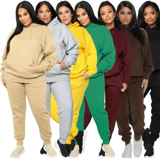 Bellanica - Loose Plus-Size Hooded Sweater Suit