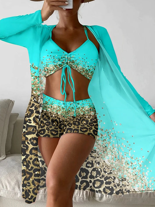 Bellanica - Printed Bikini Set with Kimono