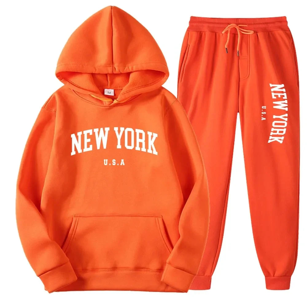Bellanica - New York Print Casual Hoodie Set