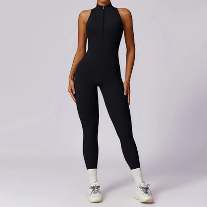 Bellanica - Backless Scrunch Zip Gym Jumpsuit