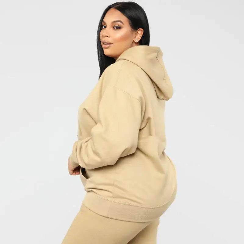 Bellanica - Loose Plus-Size Hooded Sweater Suit