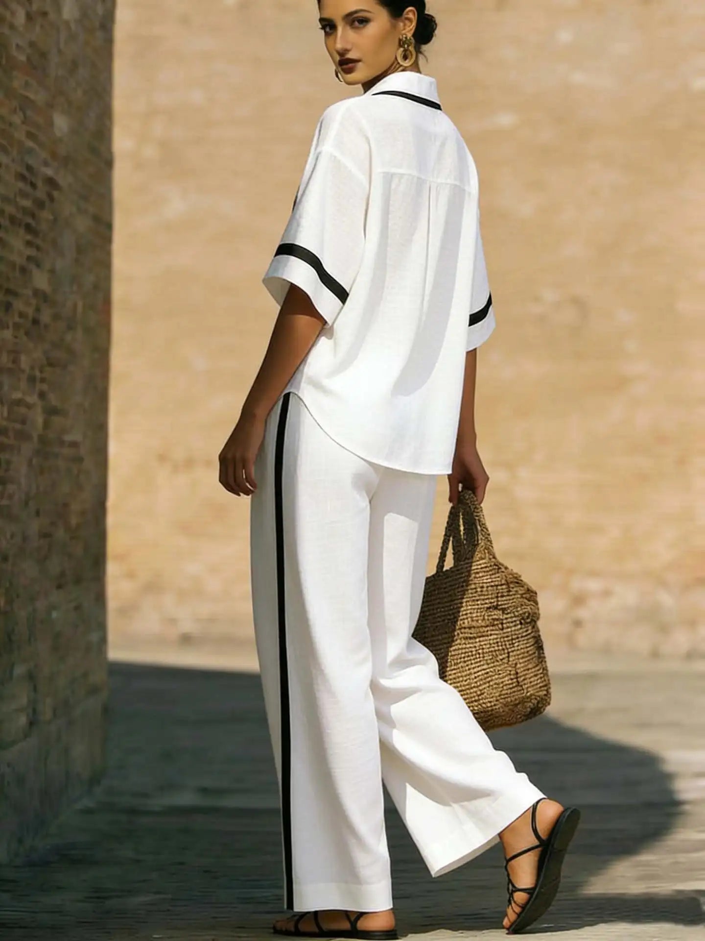 Women's summer loose wide-leg casual suit
