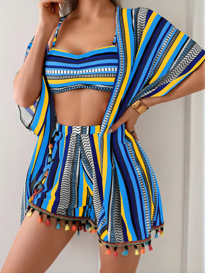 Tassel Bikini Set with Cover-Up