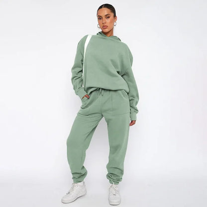 Bellanica - Women's Solid Hooded Sweatshirt Set