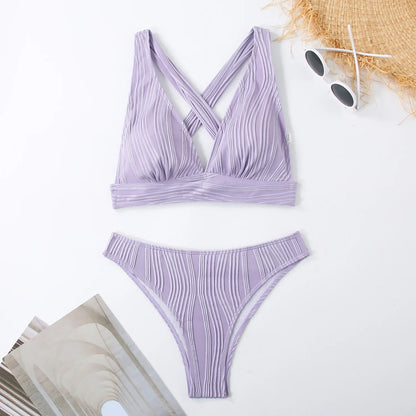 Bellanica - Crinkled High-Cut Bikini Set