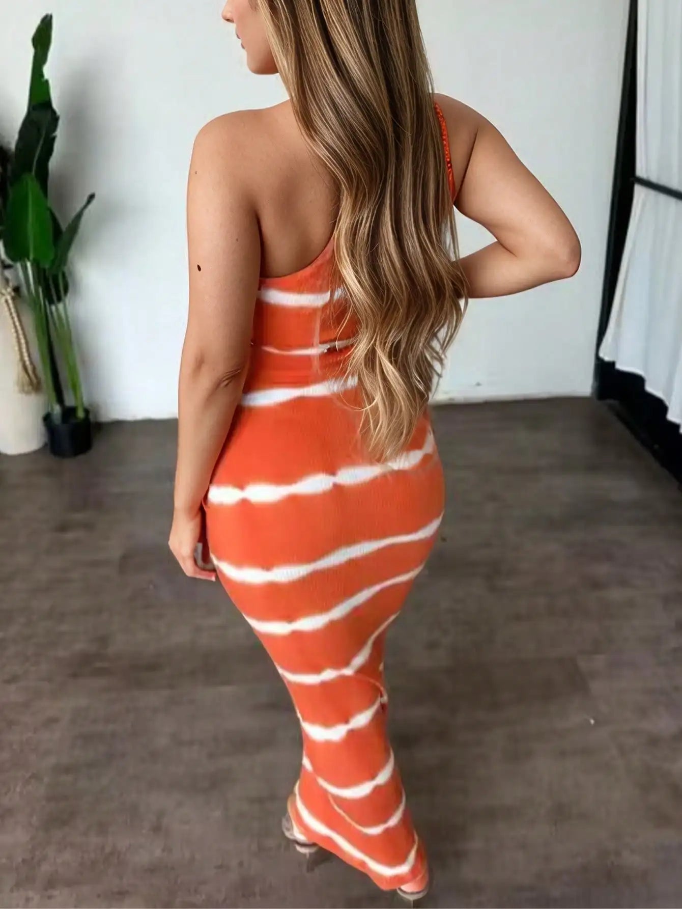 Striped Cami Bodycon Maxi Dress